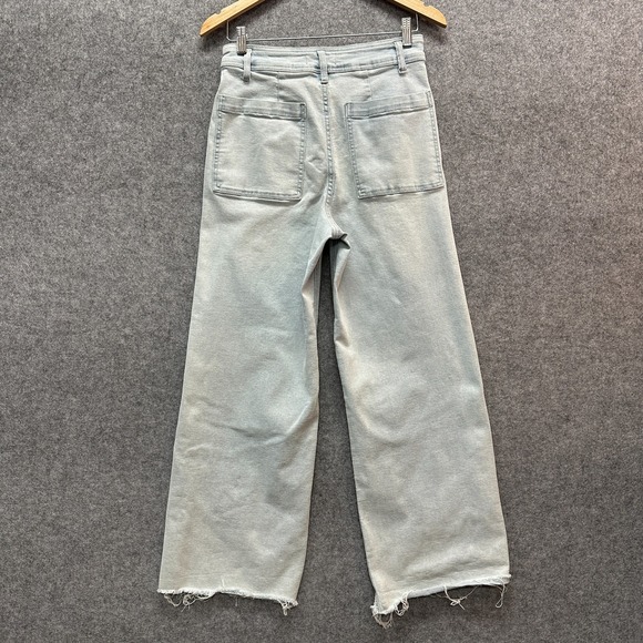 OAT New York Jeans Womens Size 8/29 Light Blue High Rise Wide Leg Baggy Raw Hem - Picture 3 of 10